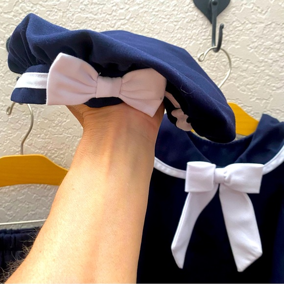 Navy 3-pc Sailor Dress, Cancan Pants & Hat ~ size 24m - Picture 4 of 5